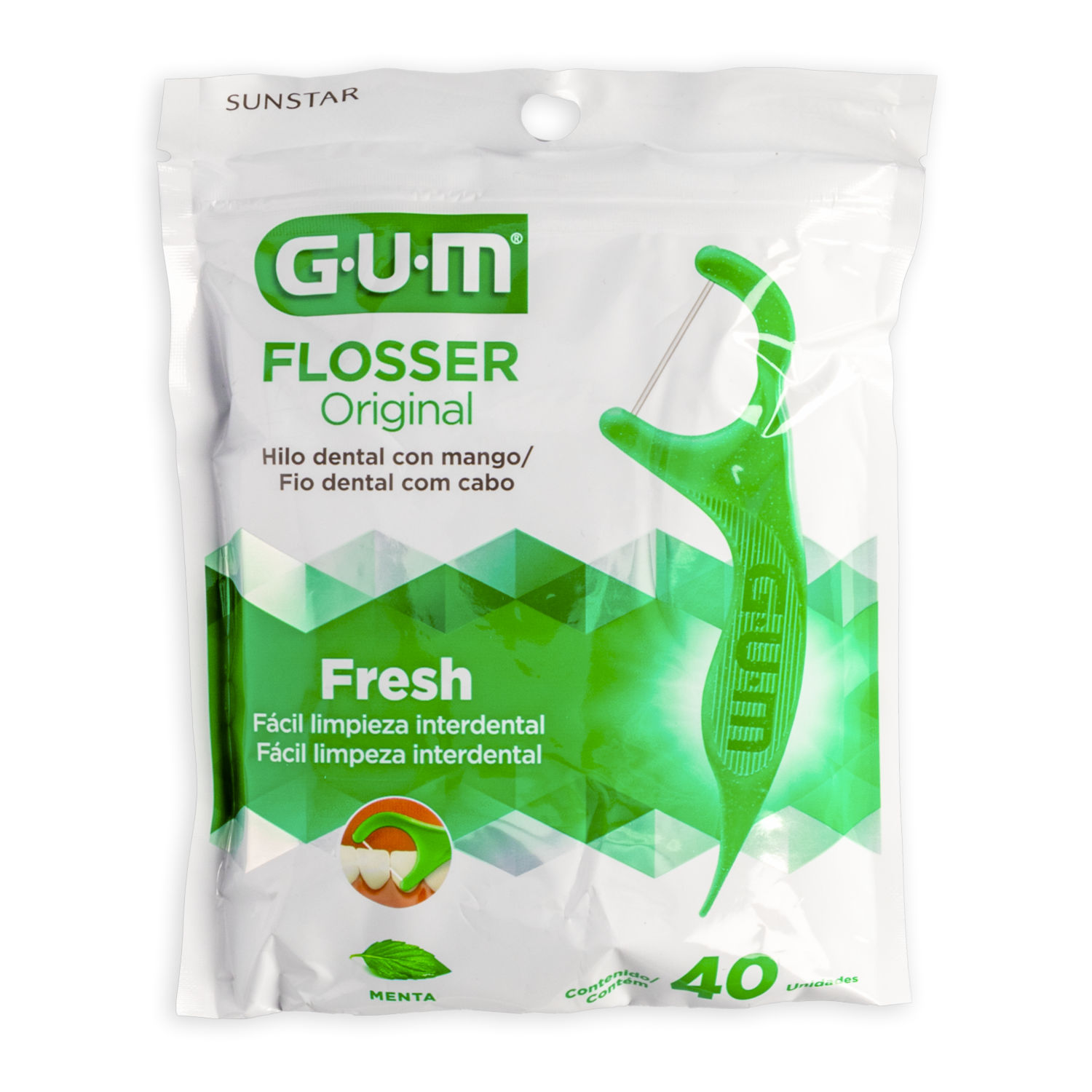 Hilo Dental Con Mango Flosser Fresh G.U.M X 40 Uds